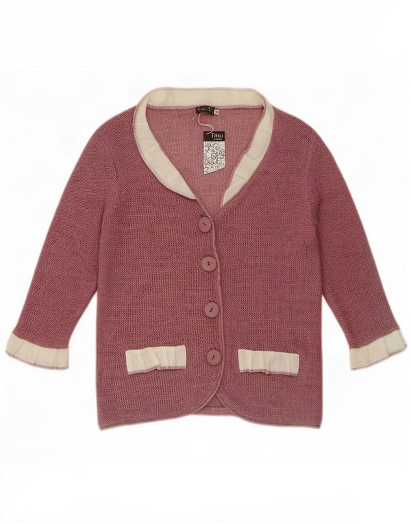 Tivoli Maglione cardigan da donna con maniche a 3/4 UK 14 Medium Pink Colourblock