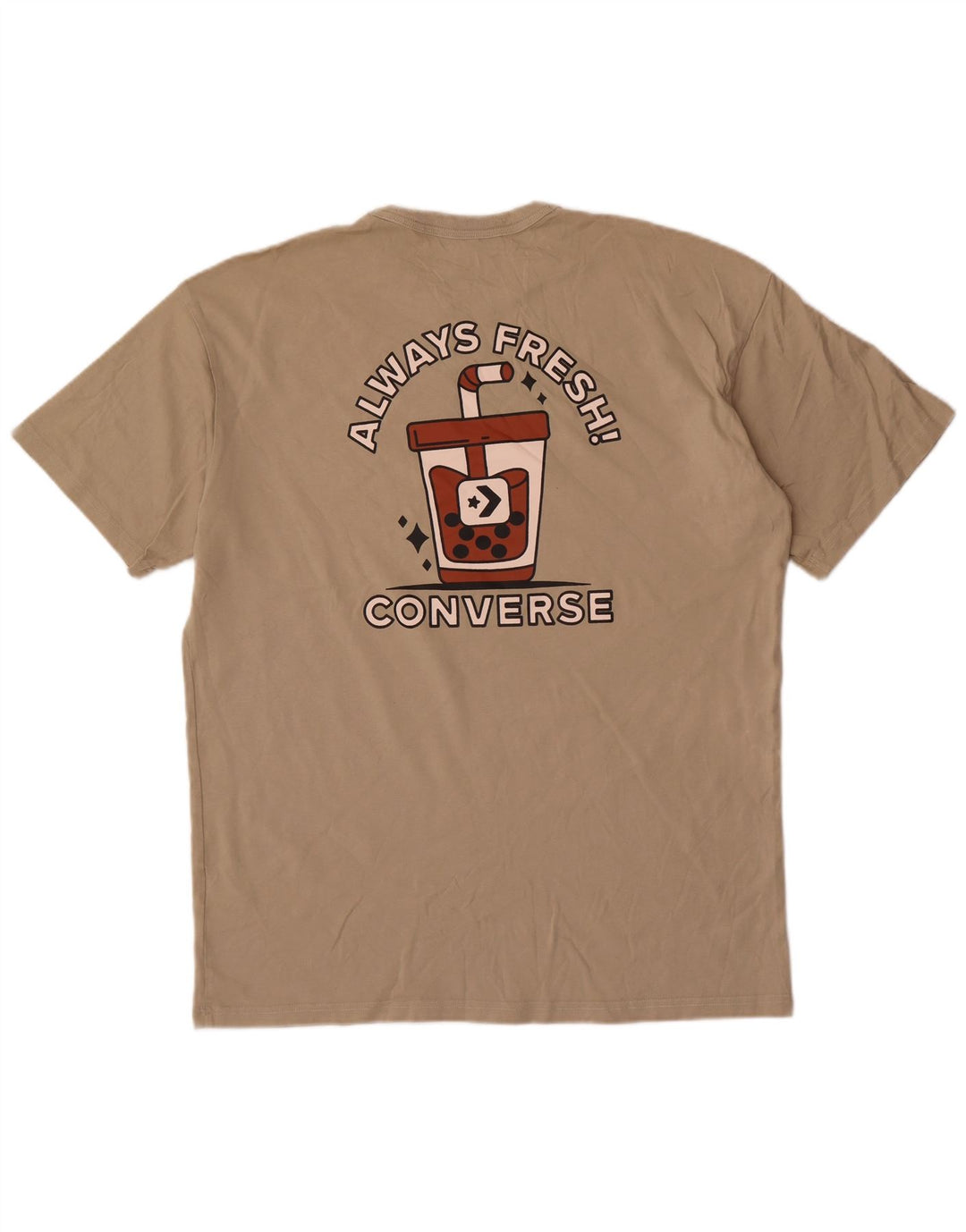 T-shirt grafica da uomo Converse Top grande in cotone beige