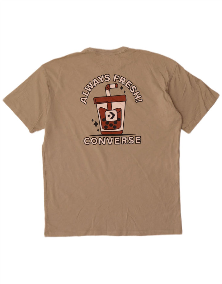 T-shirt grafica da uomo Converse Top grande in cotone beige