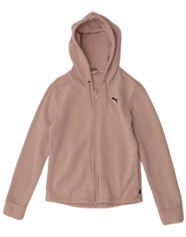 Felpa con cappuccio e zip da donna Puma UK 8 Small in cotone rosa