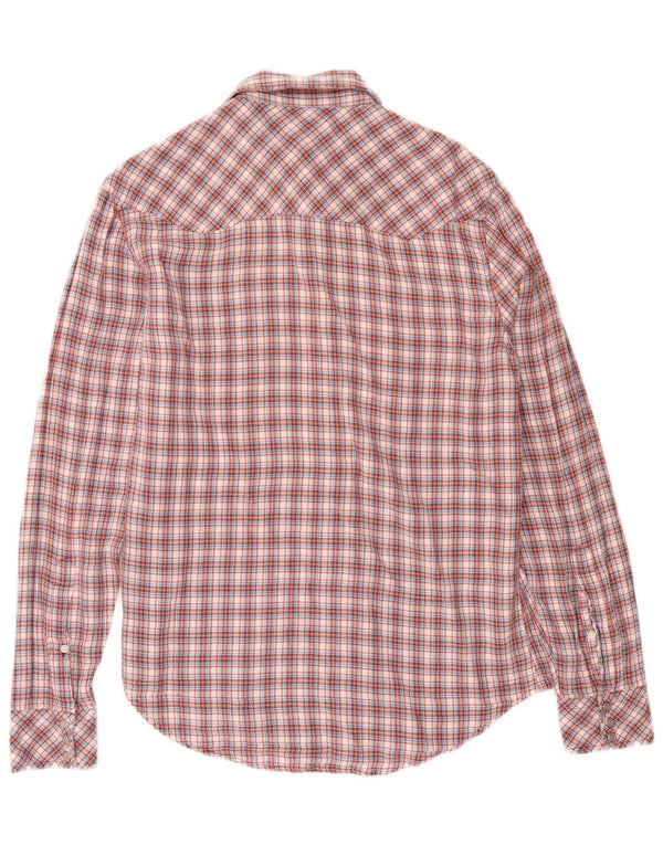 Liu Jo Camicia da uomo in flanella taglia 40 cotone medio a quadri rossi