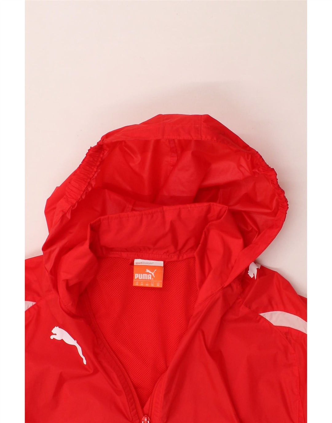 PUMA Mens Hooded Rain Jacket UK 34 XS Red Nylon Vintage Puma and Second-Hand Puma from Messina Hembry 