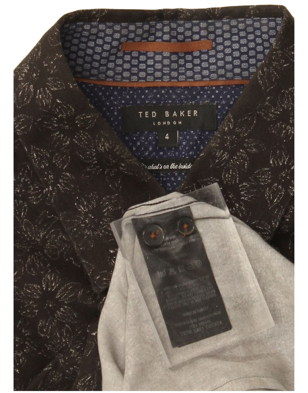 Camicia da uomo TED BAKER taglia 4 grande cotone floreale nero