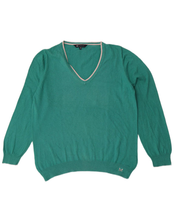 Crew Clothing Maglione da donna con scollo a V UK 18 XL Cotone verde