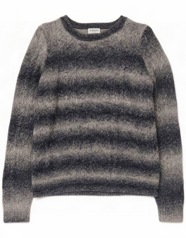 Fat Face Maglione girocollo da uomo girocollo UK 10 in cotone a righe piccole blu