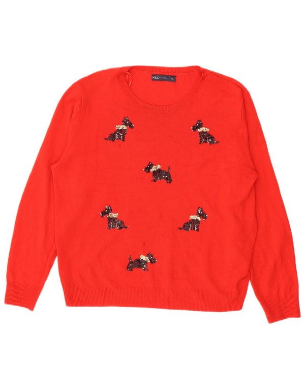 Maglione maglione con scollo a barca da donna Marks & Spencer UK 16 grande rosso