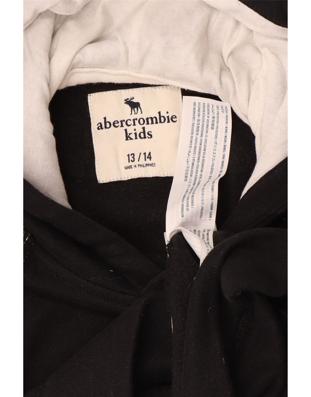 Maglione con cappuccio da bambino ABERCROMBIE & FITCH 13-14 anni Poliestere mélange nero