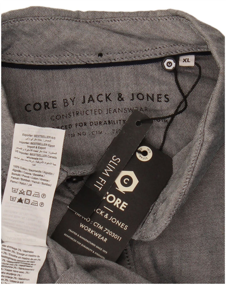 Camicia slim fit da uomo Jack & Jones XL in cotone grigio