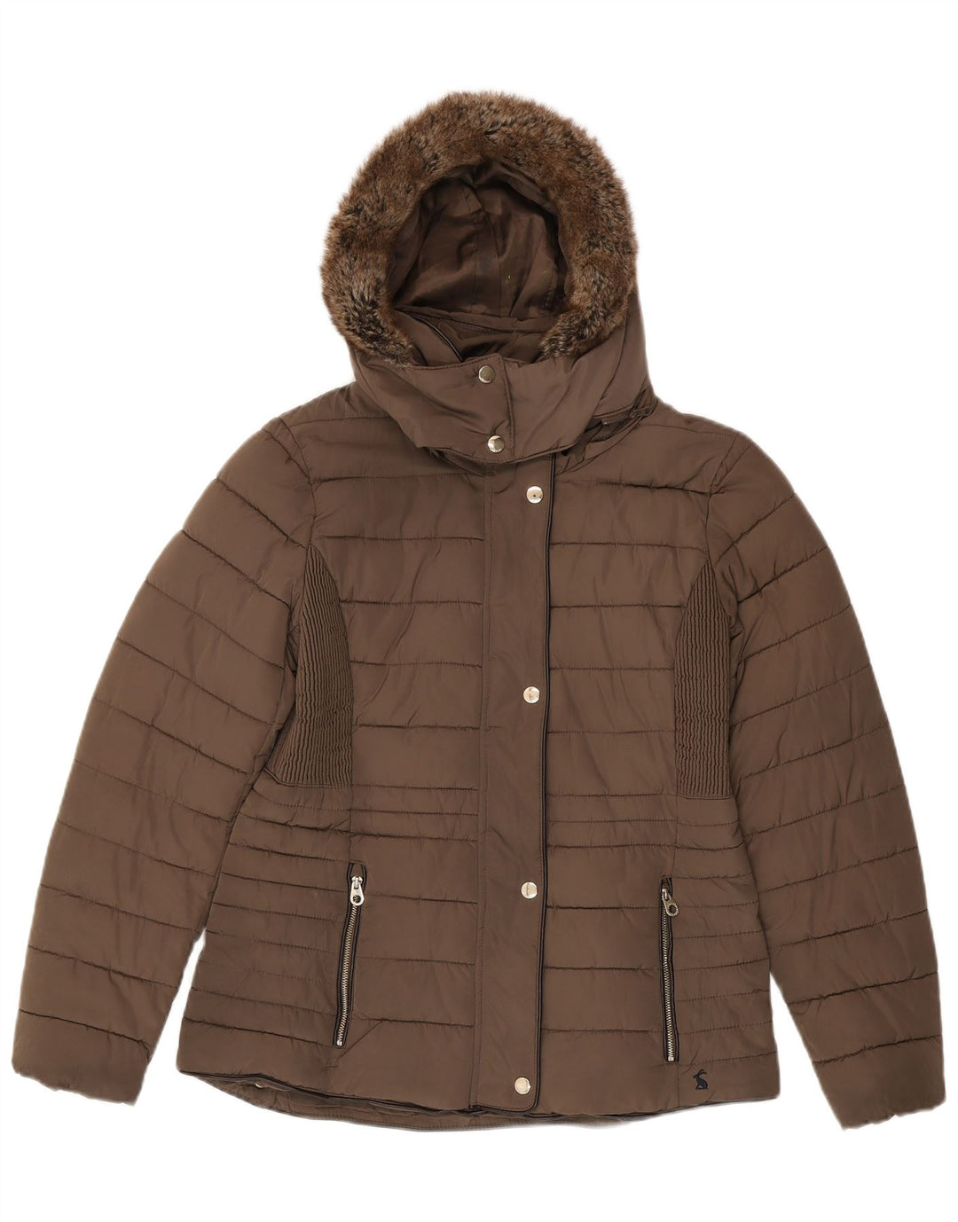 Giacca imbottita con cappuccio da donna Joules UK 12 Poliestere marrone medio