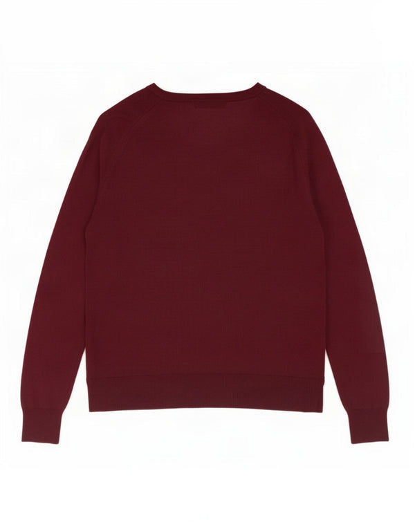 Maglione maglione con scollo a barca da donna Zara UK 14 Viscosa bordeaux medio