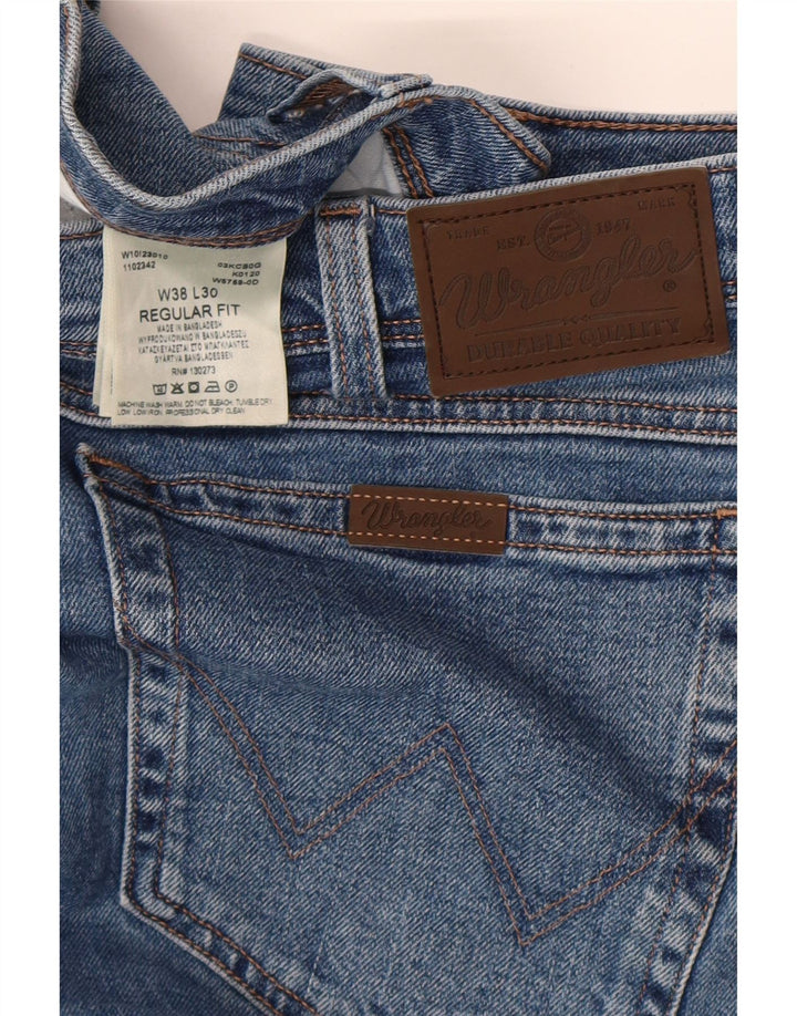 Jeans dritti da uomo Wrangler vestibilità regolare W38 L30 cotone blu