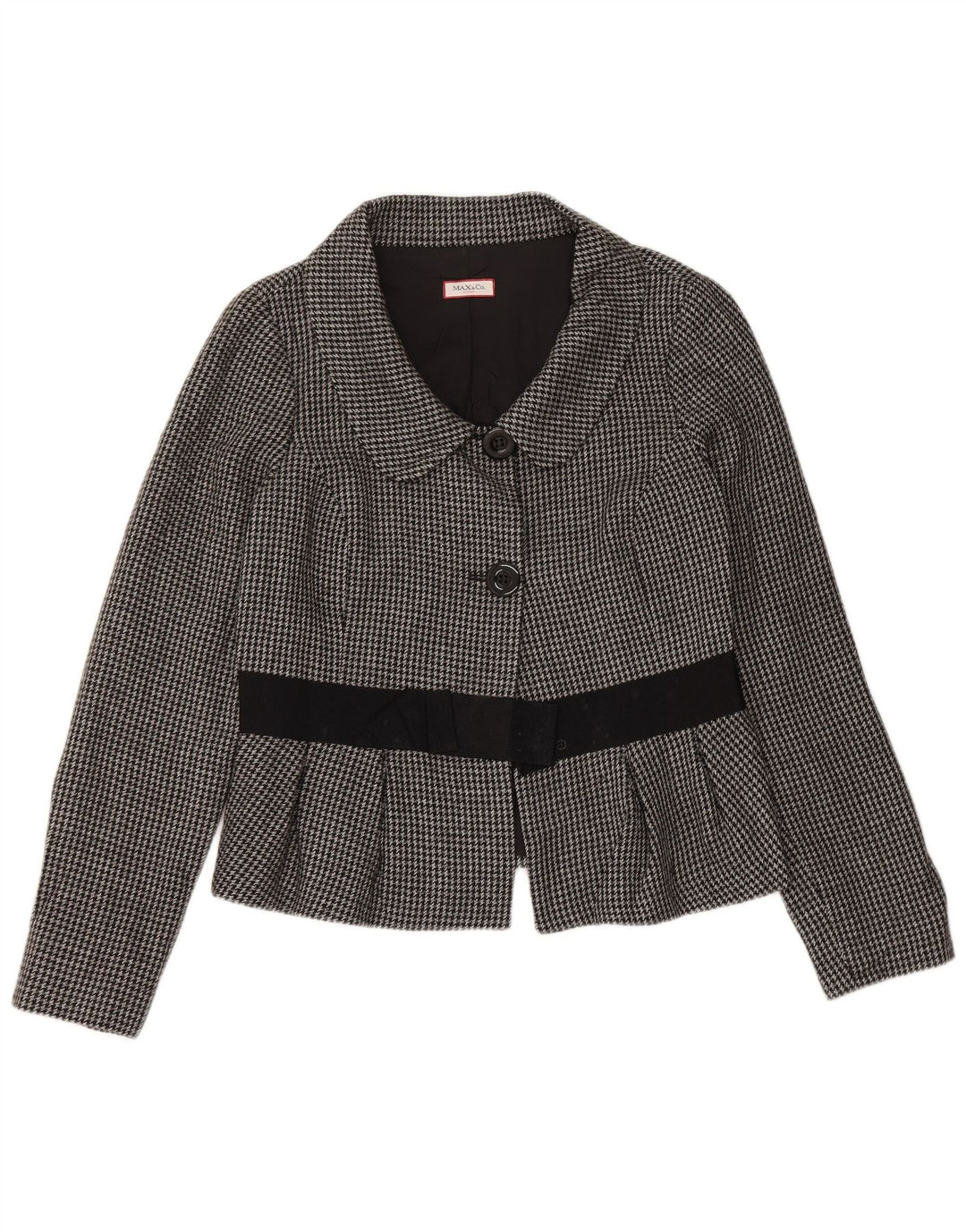 Giacca blazer a 2 bottoni corta da donna Max & Co. UK 14 pied de poule grigio medio
