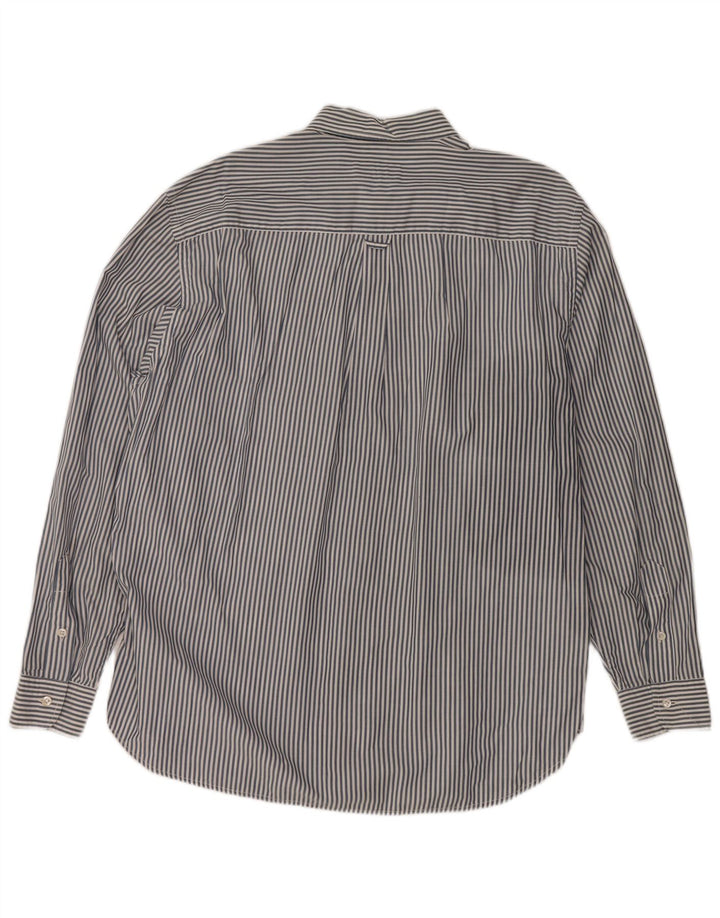 HENRY COTTONS Camicia da uomo taglia 43 XL Cotone gessato blu navy