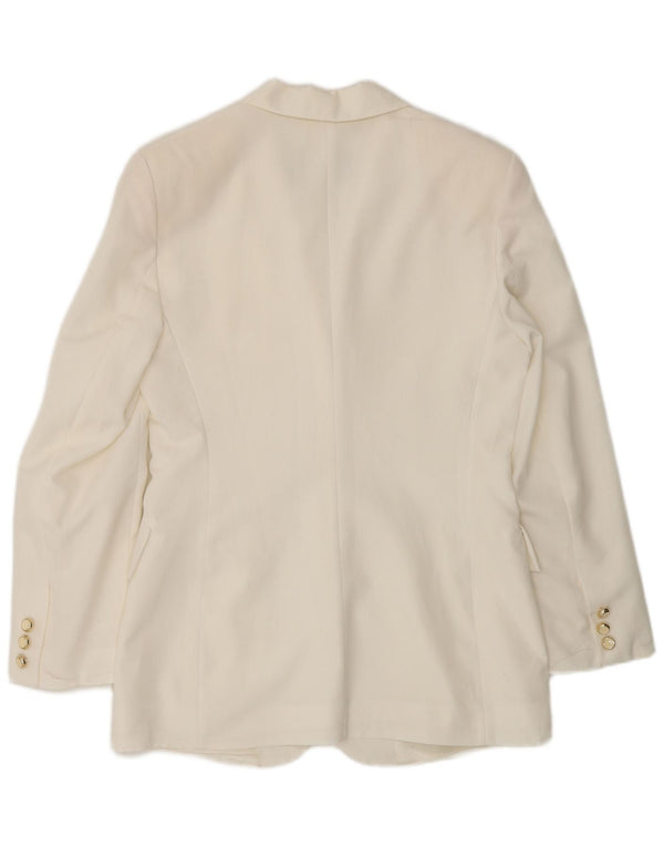 Giacca blazer a 3 bottoni da donna Wit Boy UK 10 piccola in poliestere bianco sporco