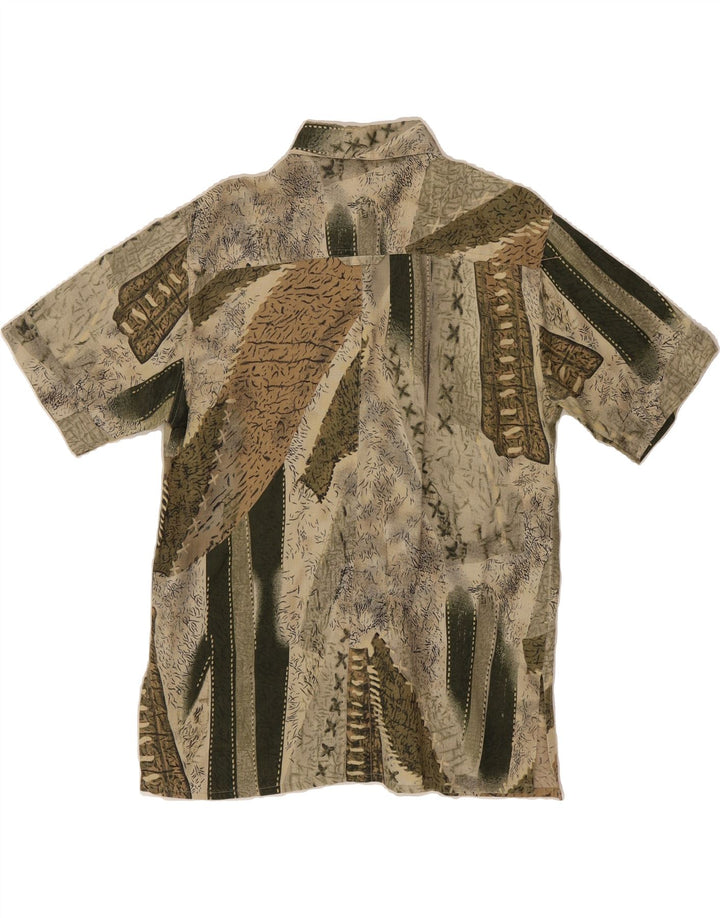 VINTAGE Womens Abstract Pattern Shirt Blouse UK 16 Large Beige Vintage Vintage and Second-Hand Vintage from Messina Hembry 