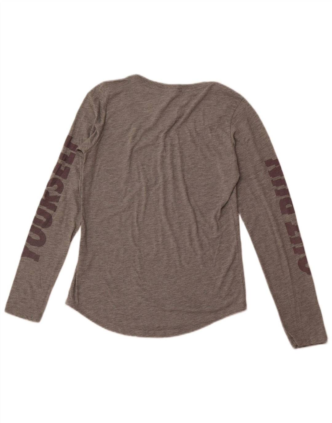 Top grafico NIKE da donna a maniche lunghe UK 10 piccolo poliestere grigio