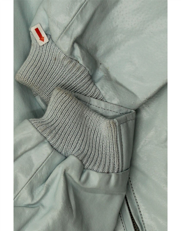 Giubbotto bomber vintage da donna in ecopelle corta IT 44 blu medio