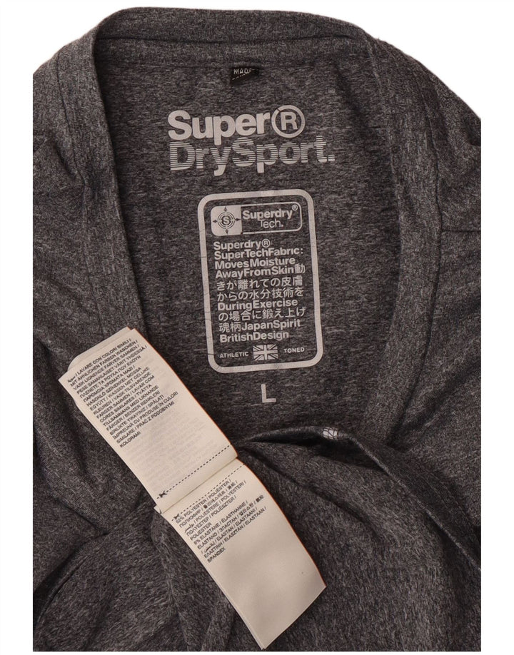 T-shirt grafica da donna Superdry Top UK 14 Large in poliestere chiazzato grigio