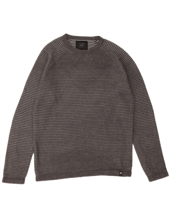 JACK & JONES Maglione maglione girocollo da uomo grande gessato grigio