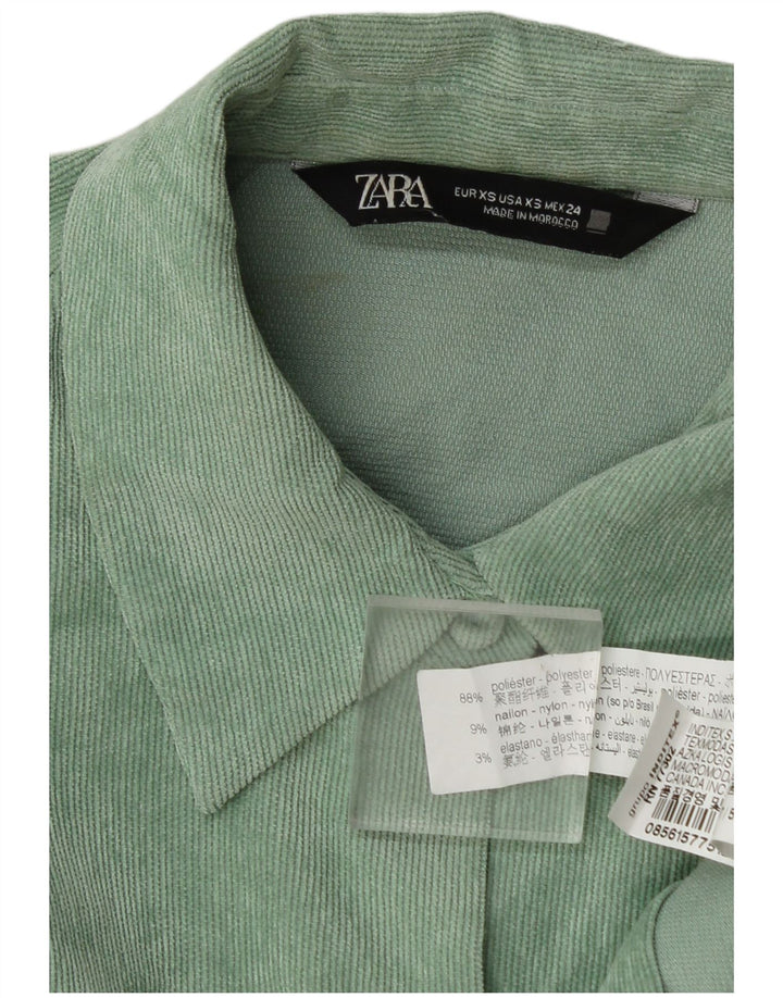 Camicia da donna oversize in velluto a coste Zara UK 6 XS poliestere verde