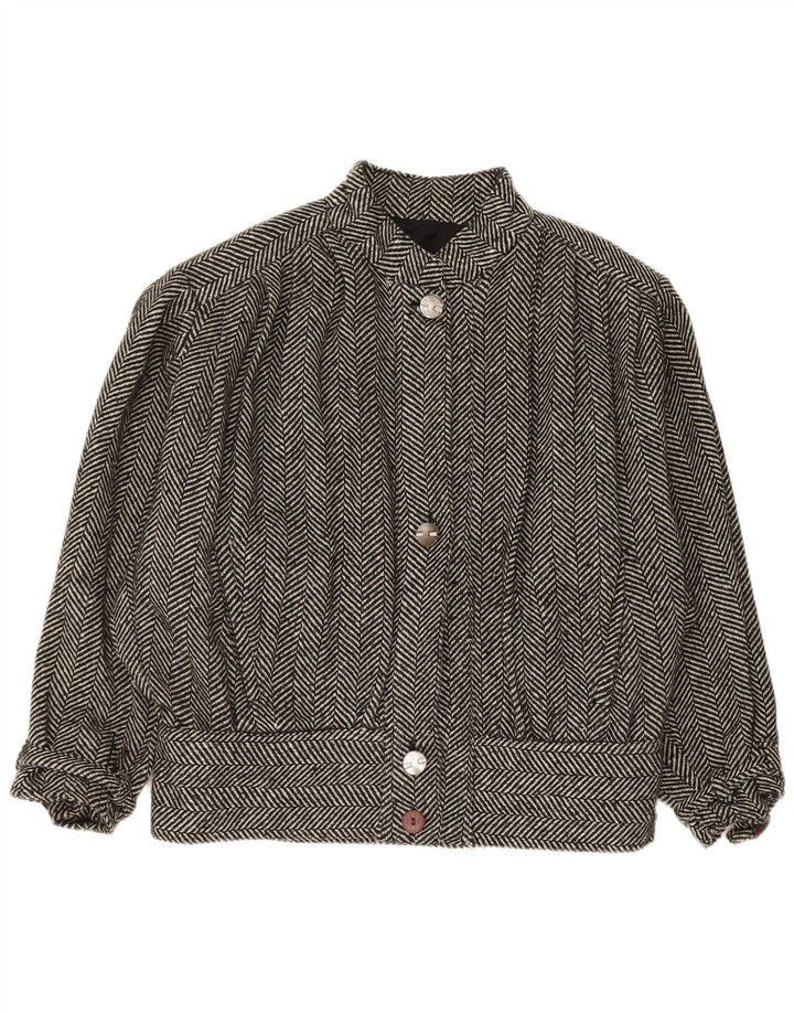 Giubbotto bomber vintage da donna UK 20 2XL grigio a spina di pesce