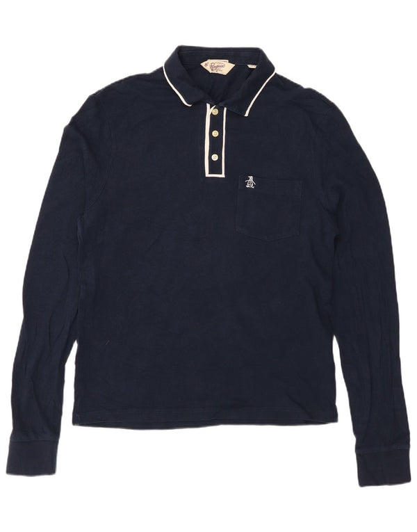 PENGUIN Polo da uomo Heritage a maniche lunghe slim fit blu navy medio