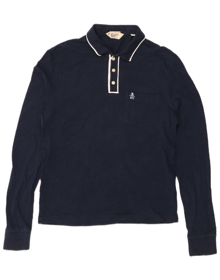 PENGUIN Polo da uomo Heritage a maniche lunghe slim fit blu navy medio