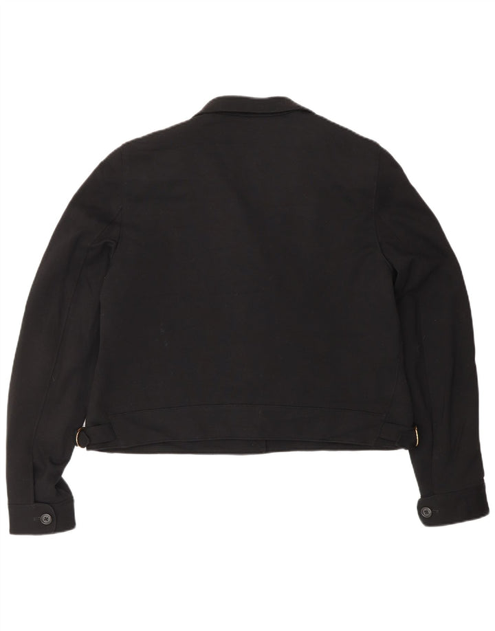 RALPH LAUREN Giacca blazer da donna Petite Crop a 5 bottoni US 12 Large Nera