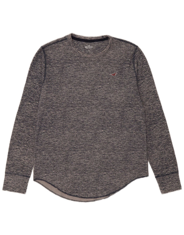 HOLLISTER Top da uomo a maniche lunghe in cotone screziato medio blu navy