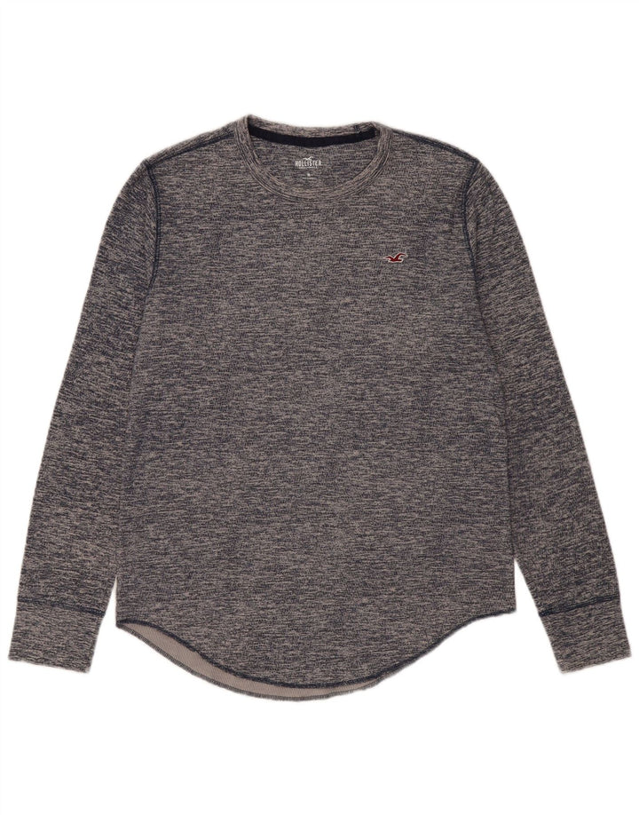 HOLLISTER Top da uomo a maniche lunghe in cotone screziato medio blu navy