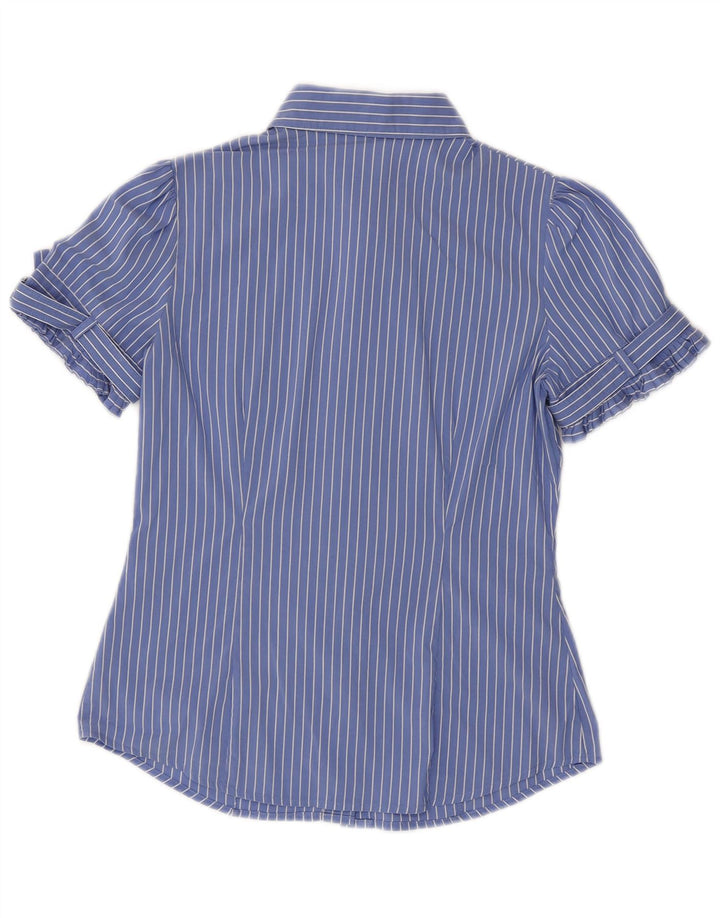 Camicia a maniche corte da donna Benetton UK 10 Small Blue Striped