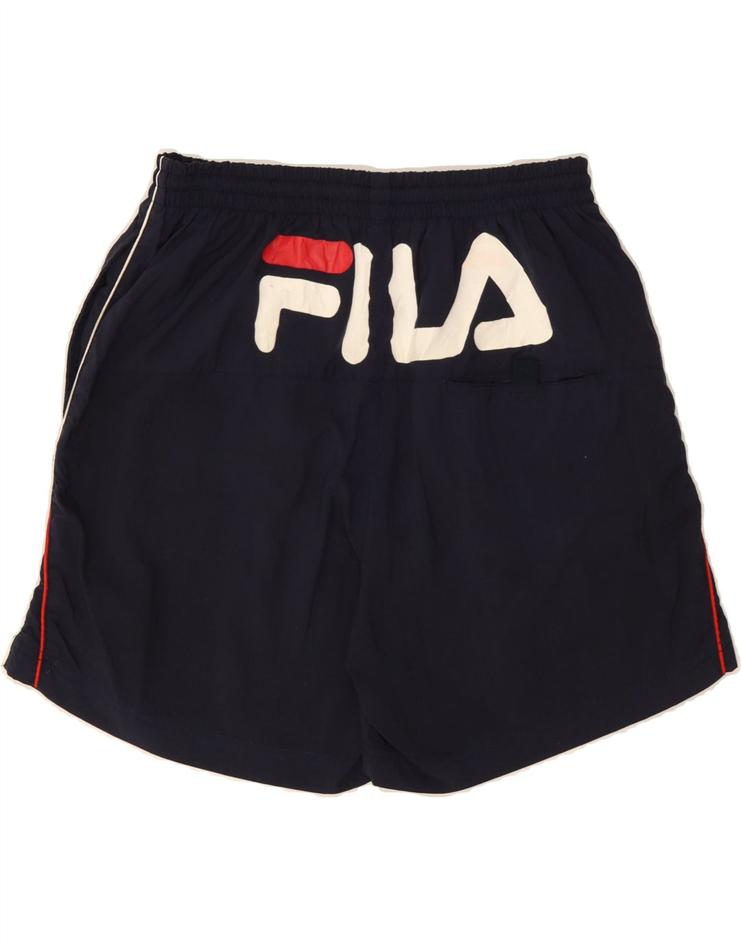 FILA Mens Graphic Sport Shorts Medium  Navy Blue Polyester Vintage Fila and Second-Hand Fila from Messina Hembry 
