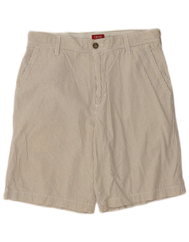 Pantaloncini chino da uomo IZOD W32 in cotone a quadretti beige medio