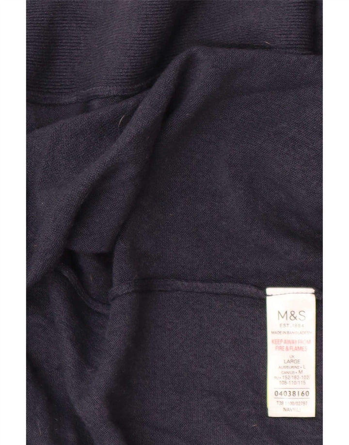 Maglione cardigan aperto da donna Marks & Spencer UK 16 grande acrilico blu navy