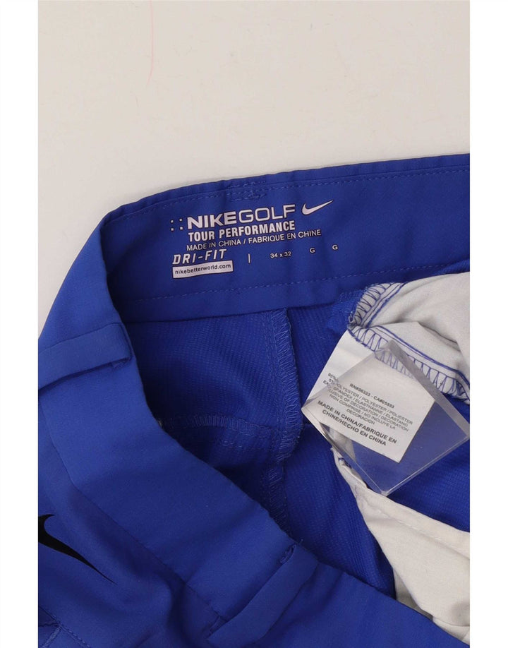 Pantaloni chino dritti Nike Dri Fit da uomo W34 L32 poliestere blu