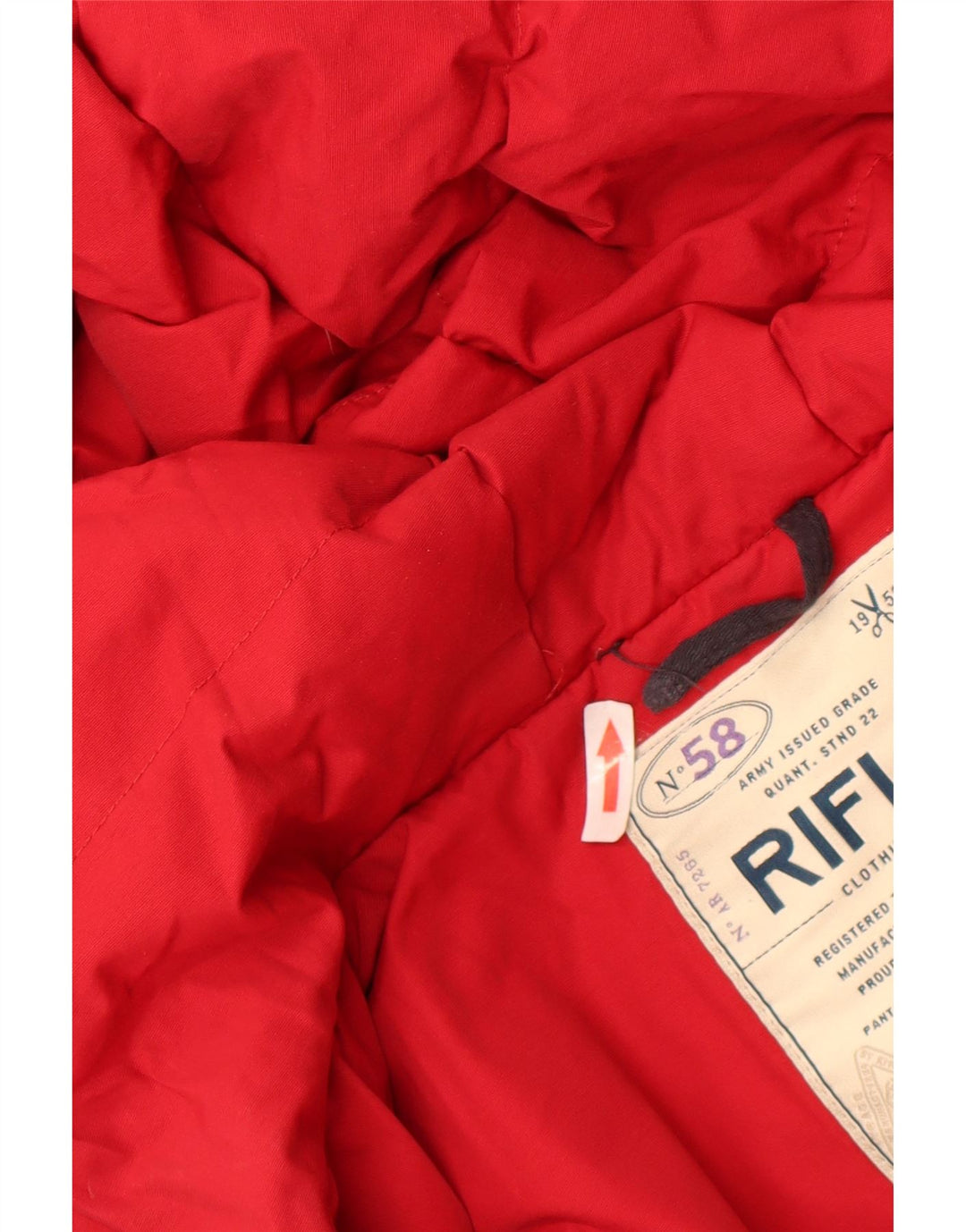 Giacca imbottita con cappuccio da donna Rifle UK 14 cotone rosso medio