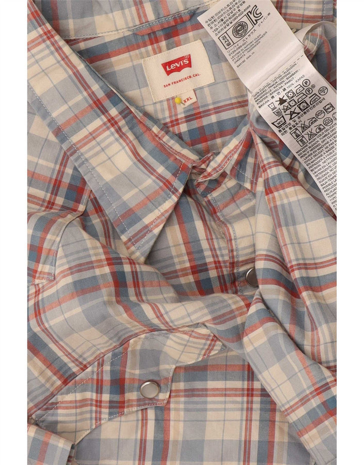 Camicia a maniche corte da uomo Levi's 2XL in cotone a quadri blu
