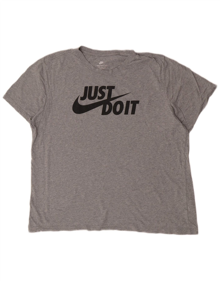 T-shirt grafica da uomo Nike Top 2XL cotone chiazzato grigio