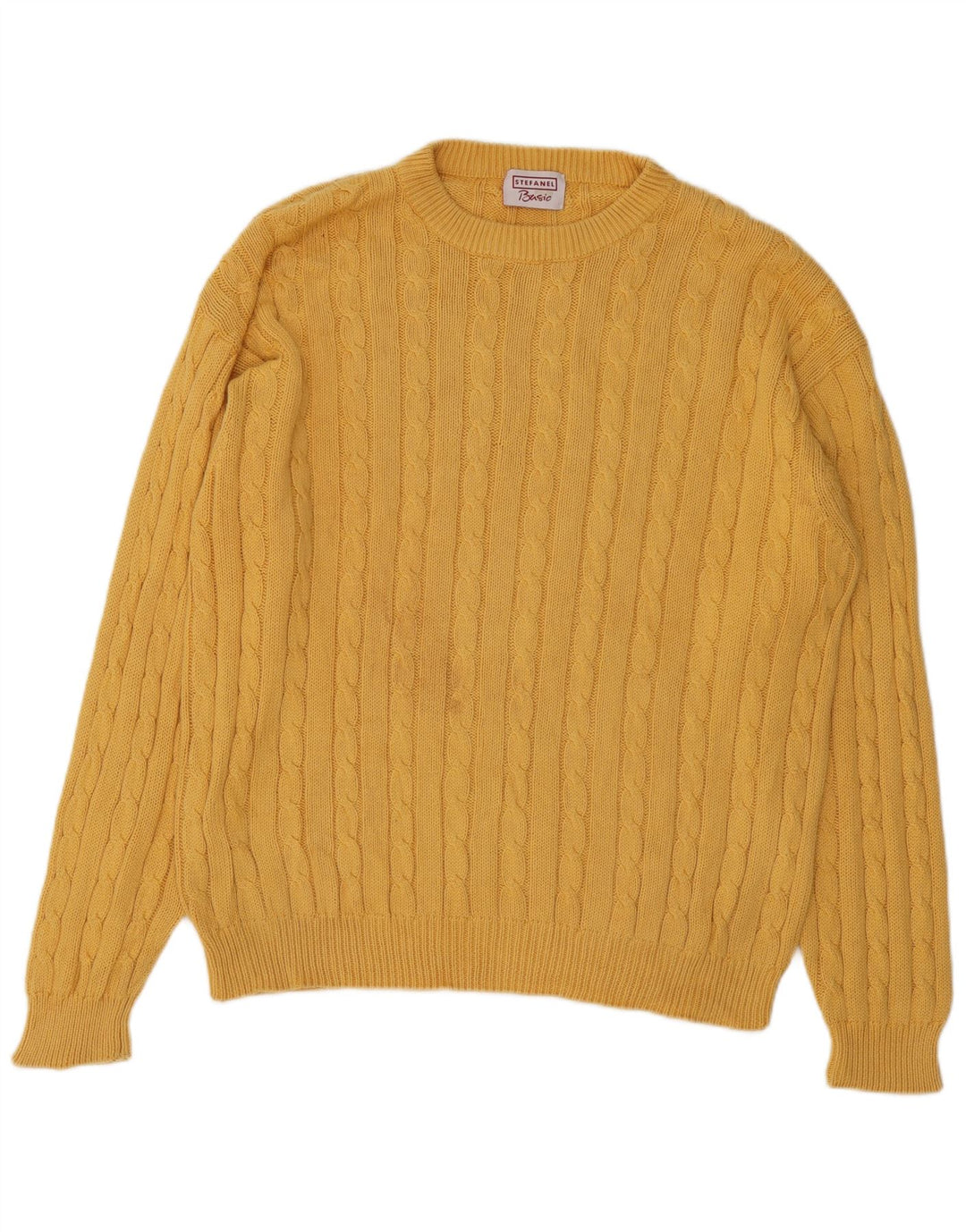 Maglione maglione girocollo da uomo Stefanel XL in cotone giallo