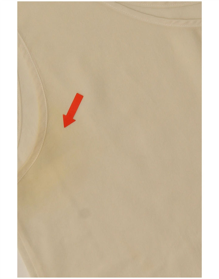 Canotta corta da donna vintage UK 14 Seta beige medio