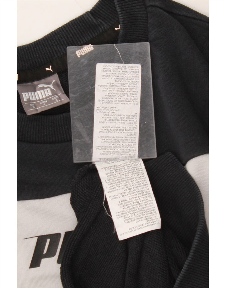 PUMA Mens Graphic Sweatshirt Jumper Small Black Colourblock Cotton
