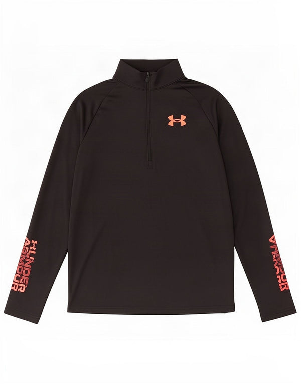 Under Armour Top grafico da ragazzo con zip e collo manica lunga 13-14 anni XL Nero