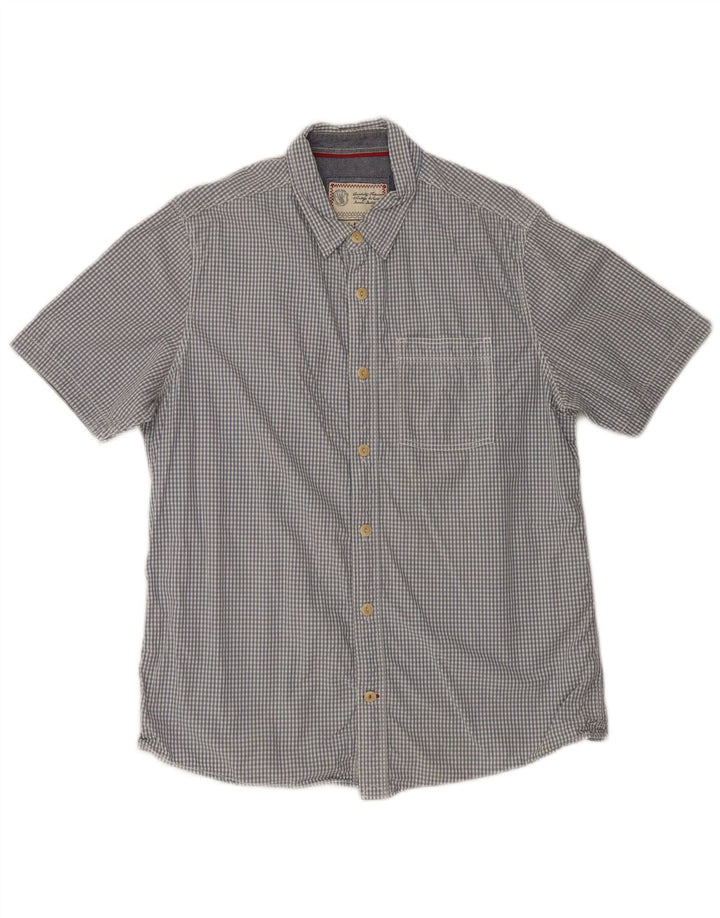 Camicia a maniche corte da uomo Fat Face Large in cotone a quadretti blu