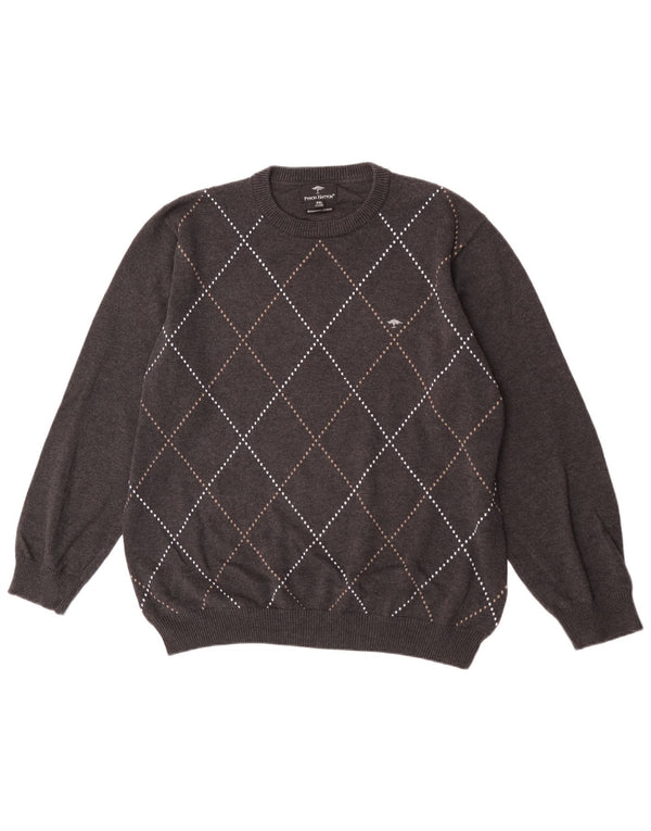 Maglione maglione girocollo da uomo Fynch Hatton 2XL grigio a rombi/cotone diamante