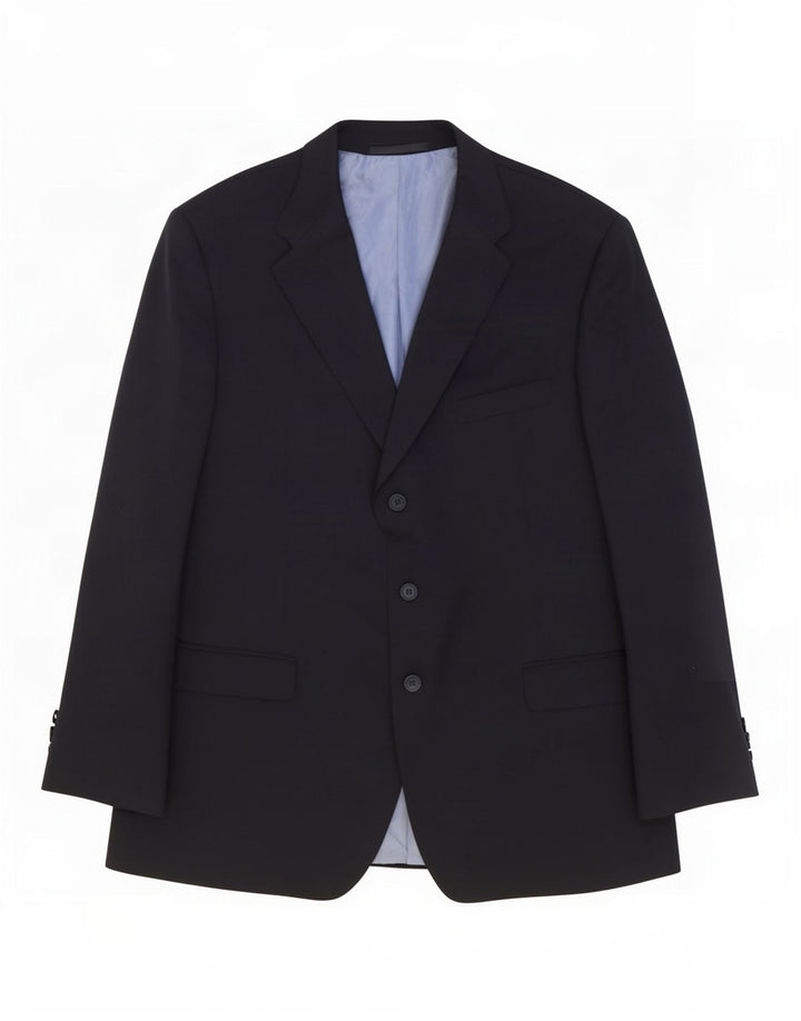 Giacca blazer a 3 bottoni Marks & Spencer da uomo UK 44 XL lana blu navy
