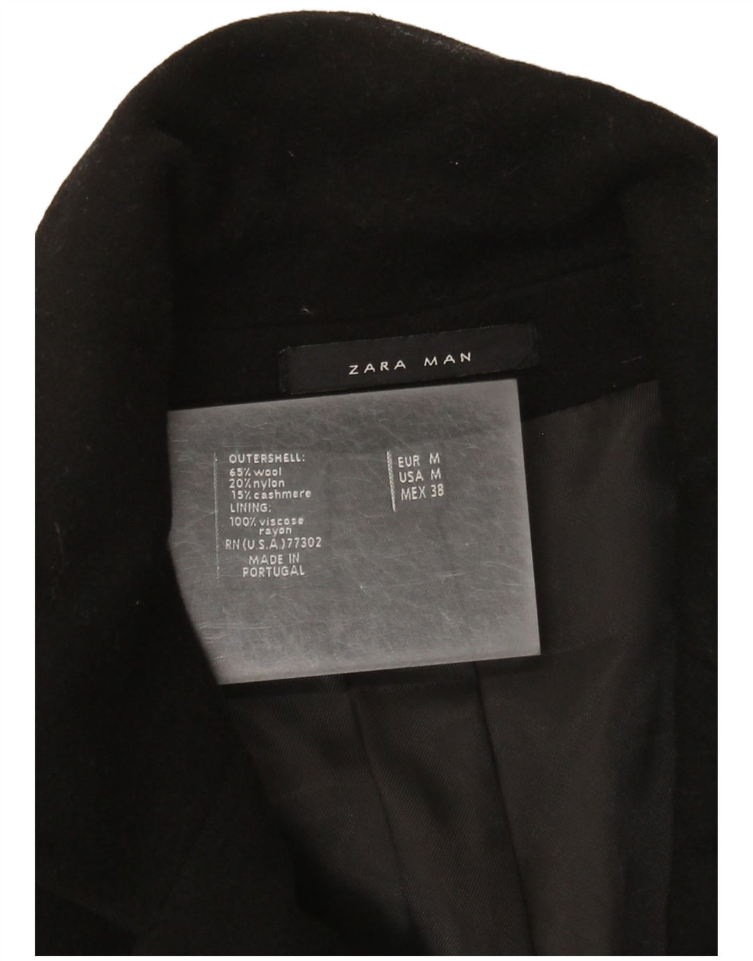 Cappotto da uomo Zara UK 38 lana nera media