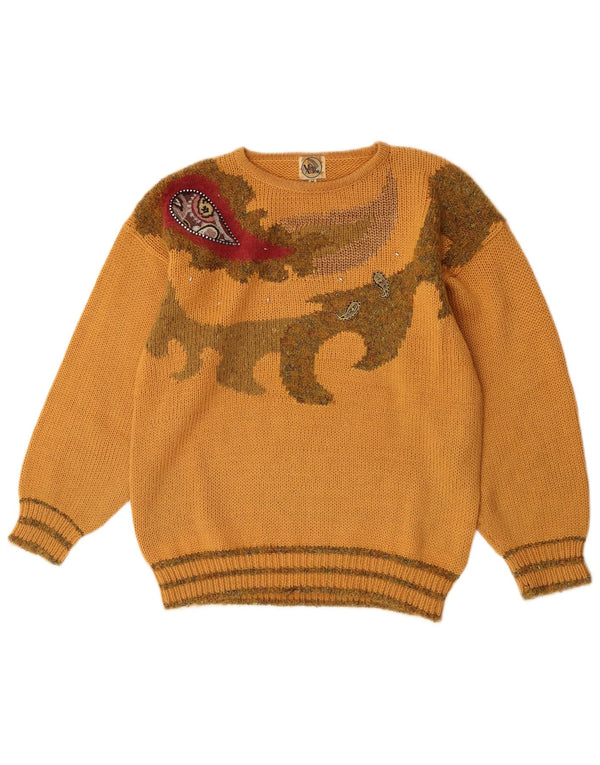 Maglione da donna con scollo a barca Miss Astor UK 14 Paisley giallo medio