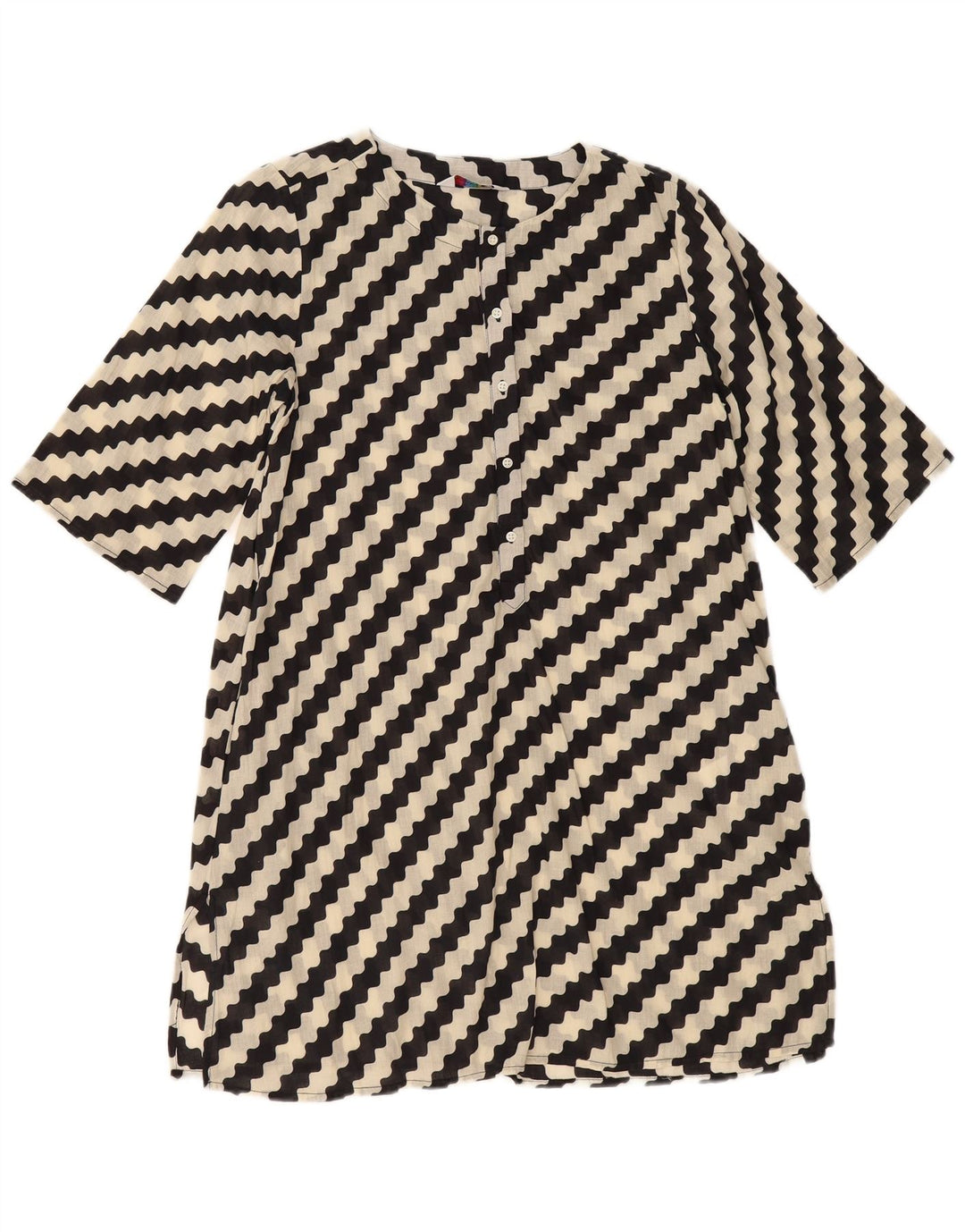 COMPANIA FANTASTICA Abito a trapezio da donna UK 14 Cotone a righe nere medie