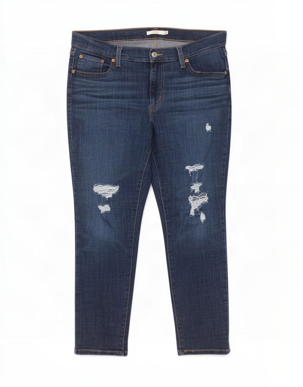 Levi's Jeans Boyfriend Distressed Slim da Donna W32 L27 Cotone Blu