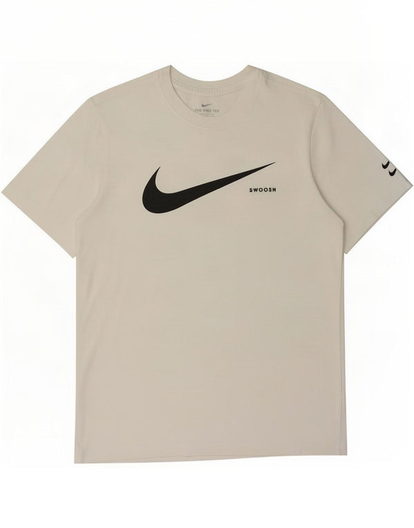 T-shirt grafica Nike Swoosh da uomo in cotone bianco medio